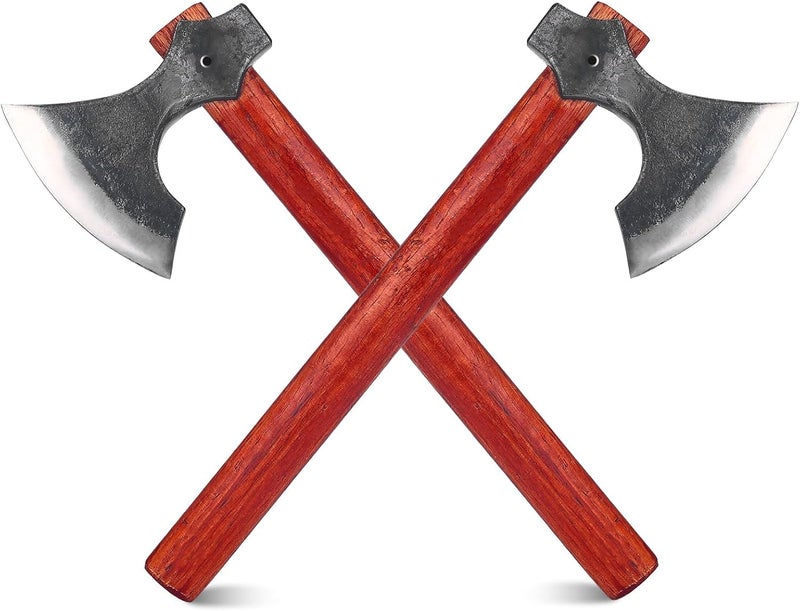 LUIOUS 16" Throwing Axe Set with Beech Wood Handle, Professional Throwing Hatchet Set of Two, Viking Style Throwing Tomahawks with Steel Wedge for Adults' Competition and Outdoor Recreation, Red - Image 1